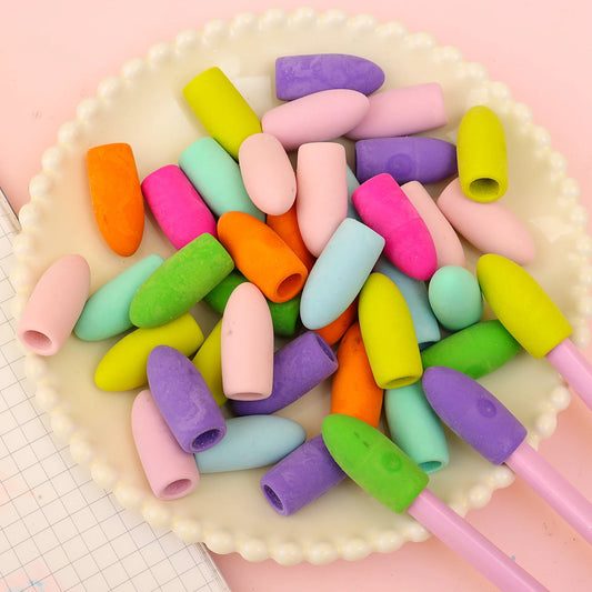 40/20/1PCS Pencil Eraser Toppers Cartoon Color Pen Top Cap Erasers for Kids Classroom Stationery Mini Pens Head Protector Cover