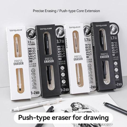 Languo Eraser Retractable Automatic Pencil Rubber High Precision Pencil Eraser Correction Highlight Rubber Tools Art Supplies