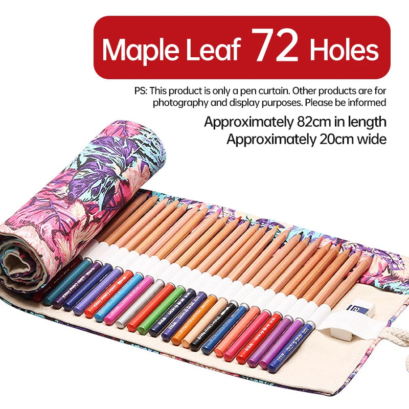 36/48/72 Hole Roll Pen Curtain Folding Pencil Case Multifunctional Pencil Bag Colored Pencil Holder Stationery School Supplies