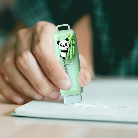 Push pull eraser Cartoon Panda Sliding Retractable Pencil Erasers Cute Writing Painting Drawing Clean Tool for Kids