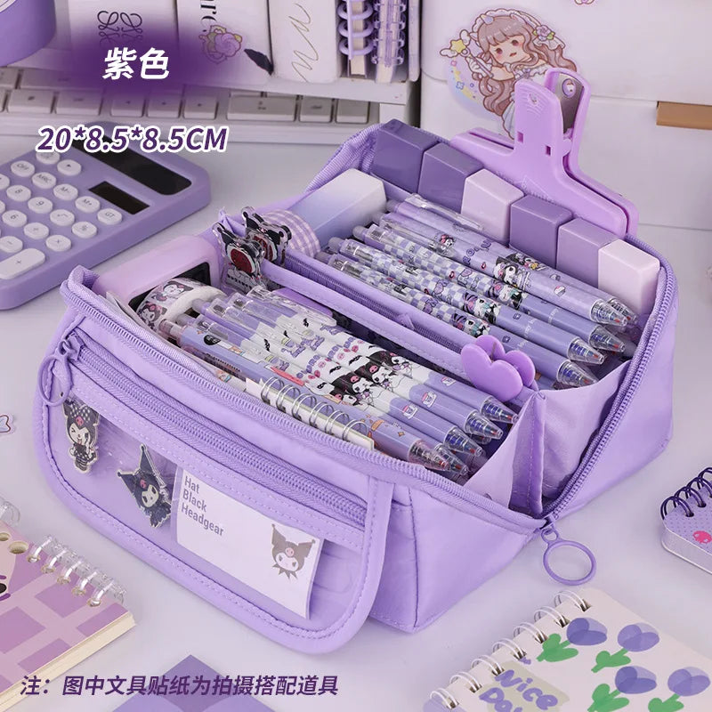 Sparkling Prismatic Pencil Case Large Capacity Cute School Supplies Multi-Compartment Organizer