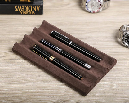 Contact's Family Luxury Leather Pen Tray 1/2/3 Slots Pens Holder Display Pen Stand Microfiber Desktop Organizer Home Office Use