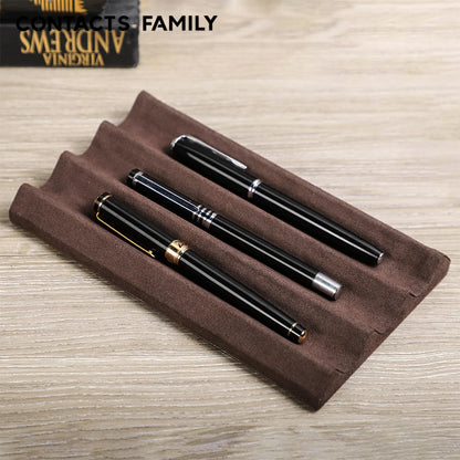 Contact's Family Luxury Leather Pen Tray 1/2/3 Slots Pens Holder Display Pen Stand Microfiber Desktop Organizer Home Office Use