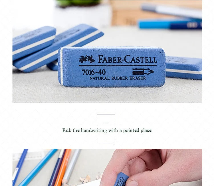 Faber Castell Natural Rubber Eraser for Gel Pen/Ballpoint Pen/Fountain Pen/Ink Pen Erasable Students Sand Rubber Stationery 7016