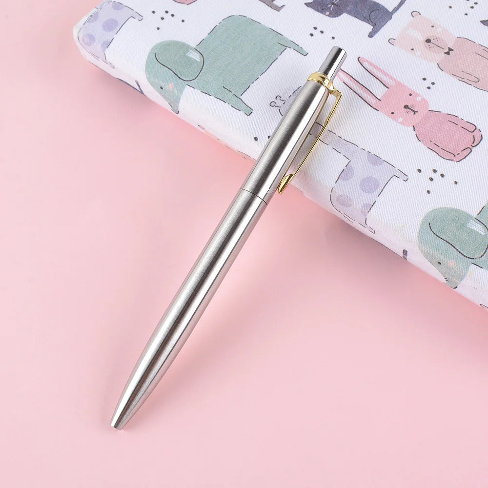 2022 new Ballpoint Pen Office Commercial Press Metal Pens gift Automatic Ball Pens For School Bolígrafo de varilla de acero