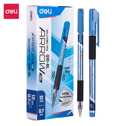 DELI Ballpoint Pens 0.7 mm Smooth Writing Signing Ball Pen Black Blue Office School Stationery
