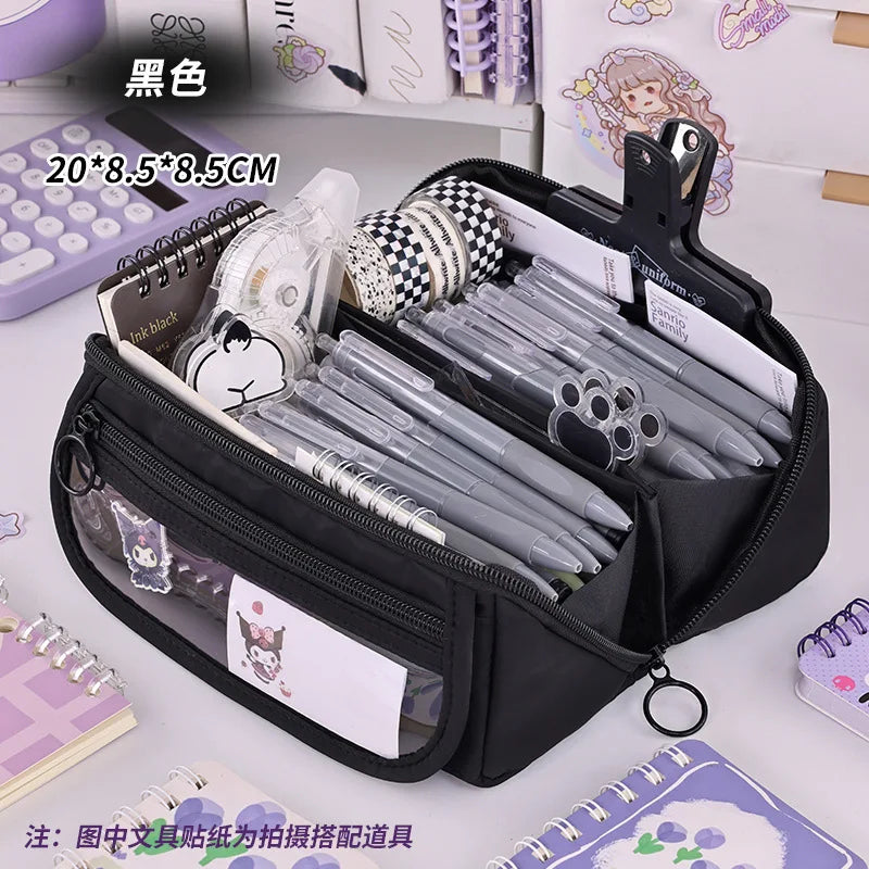 Sparkling Prismatic Pencil Case Large Capacity Cute School Supplies Multi-Compartment Organizer‌