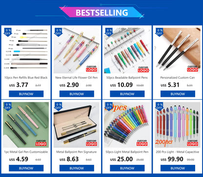 50pcs Light Metal Ballpoint Pen Touch Screen Pen Office School Advertising Pen Custom Logo Text Engraving Laser Engraving