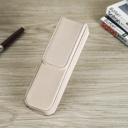 CONTACT'S FAMILY Leather 2 Slots Pen Case Magnetic buckle With Removable Pen Tray Holder Pencil Case Box Office School Pouch