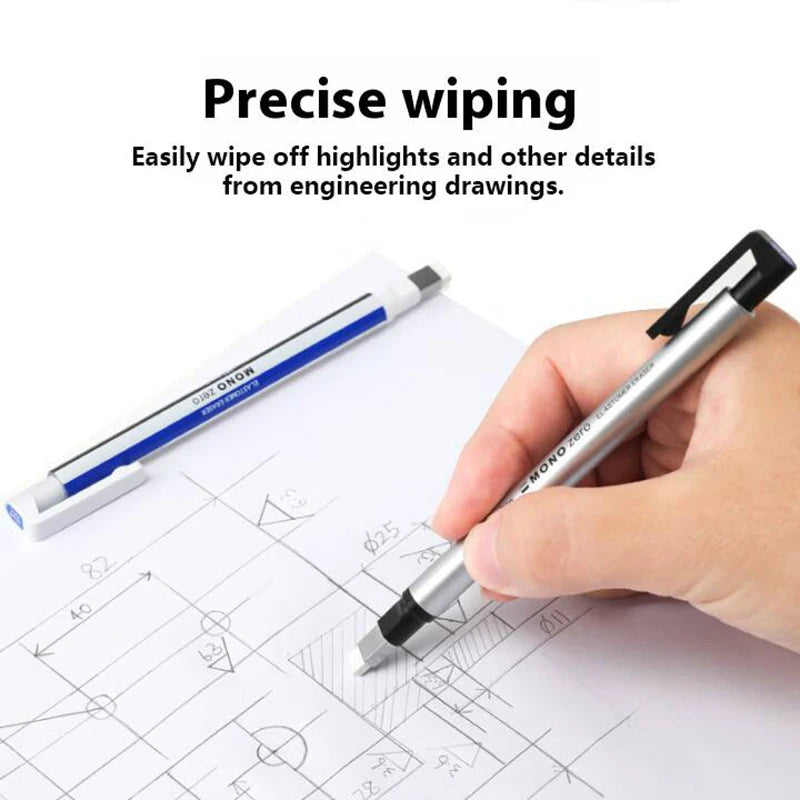 Tombow Precision Refillable Eraser Pen for Artists Japanese Metal Tip 50mm Hard Eraser Core Anti-Break 0.7mm Fixed Lead Supplies