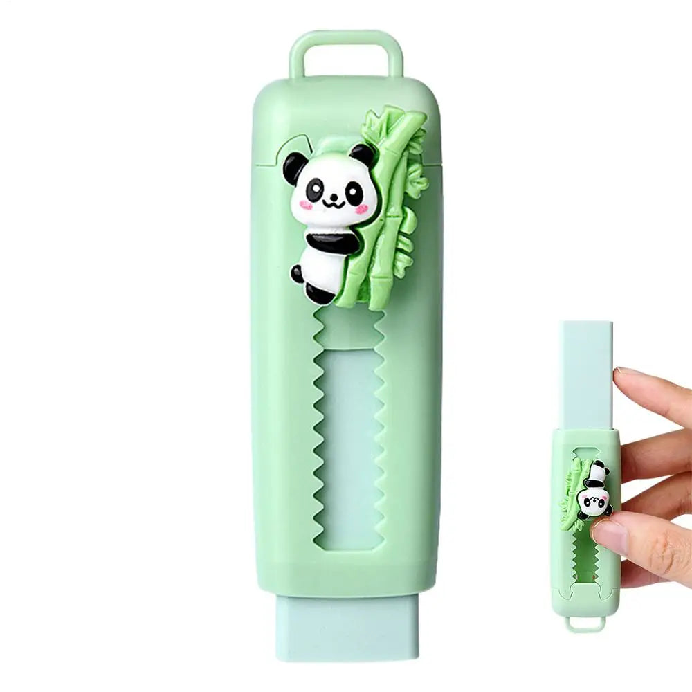 Push pull eraser Cartoon Panda  Sliding Retractable Pencil Erasers Cute Writing Painting Drawing Clean Tool for Kids