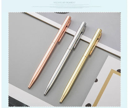 50 Pcs Metal Ballpoint Pen Rose Gold Pen Custom Logo School&office Supplies Stationery Business Gift Lettering Engraved Name