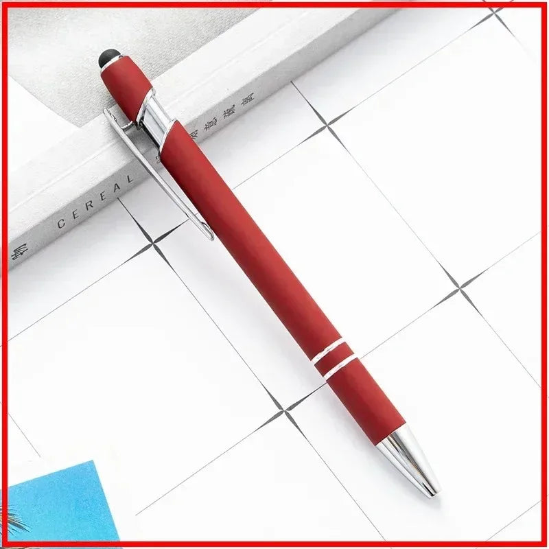 50pcs Light Metal Ballpoint Pen Touch Screen Pen Office School Advertising Pen Custom Logo Text Engraving Laser Engraving