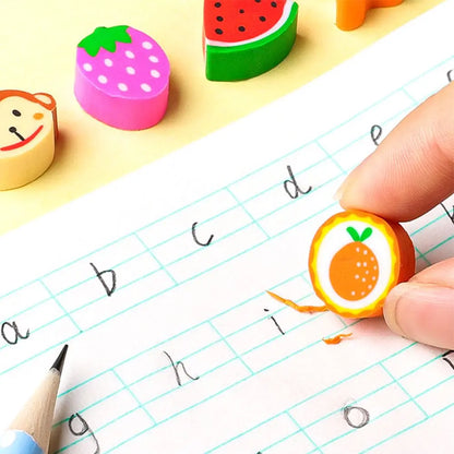 50pcs/set Cartoon Eraser Student Learning Stationery For Child Creative Gift Kids Eraser Fruit Animal Christmas Novelty Eraser