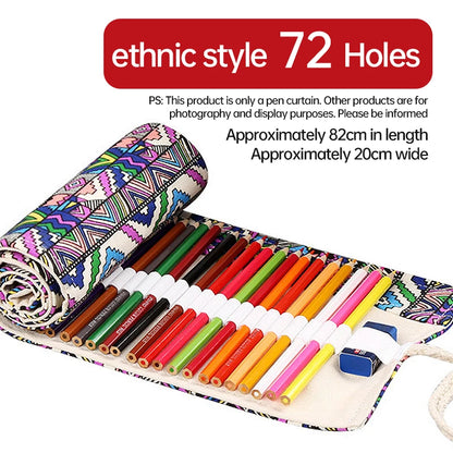 36/48/72 Hole Roll Pen Curtain Folding Pencil Case Multifunctional Pencil Bag Colored Pencil Holder Stationery School Supplies