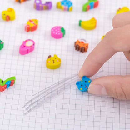 20-200pcs Mini Erasers Fruit Animal Number Cake Heart Designs School Supplies Graduation Gifts Classroom Prizes Birthday JXB