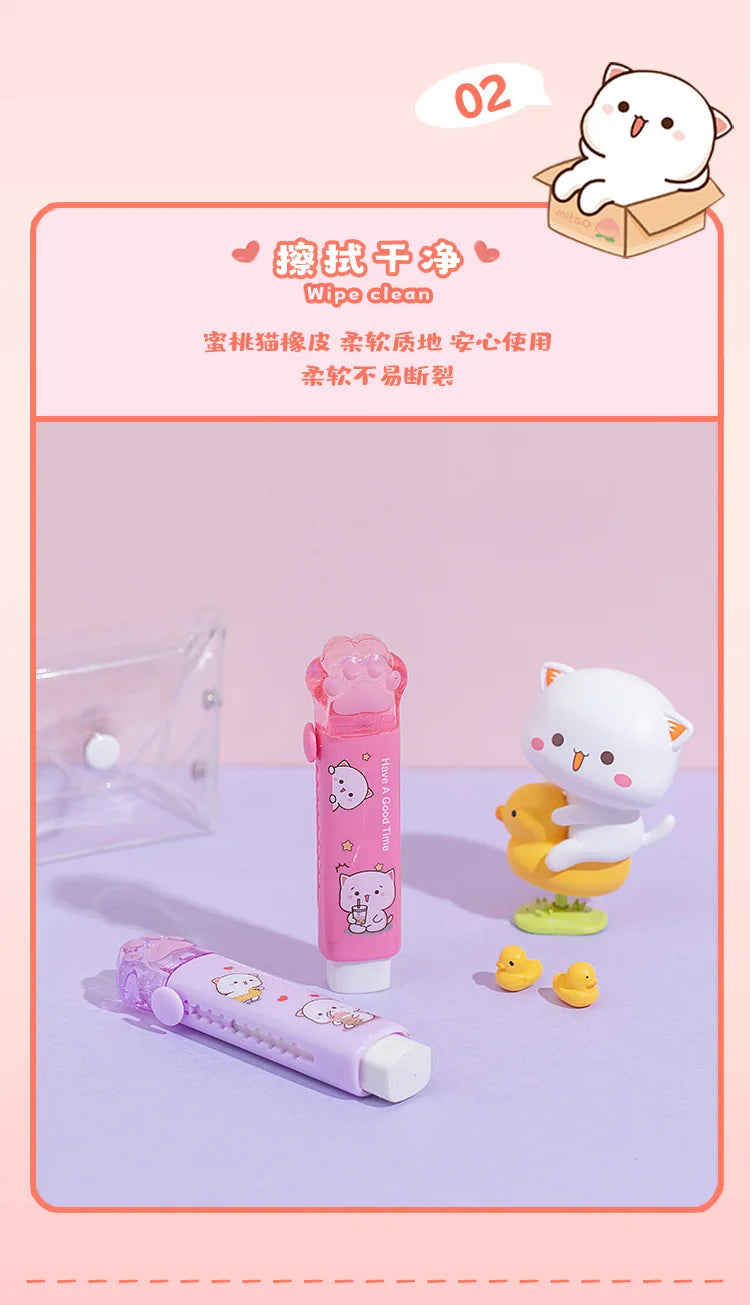 Kawaii Eraser Portable Eraser Clean Without Crumbs Cat Kawaii Stationery Kids School Supplies