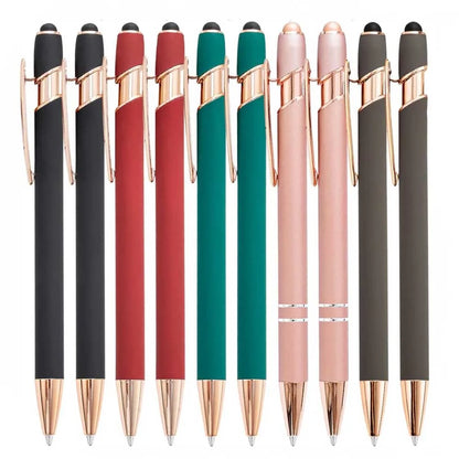 5-10 Pack 2-in-1 Stylus Pen, Retractable Ballpoint Pen w/ Stylus Tip for Touch Screen, Metal, 1.0mm Black Ink