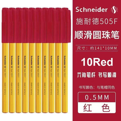 Schneider 505F Ballpoint Pen 6.5g Lightweight Rod Tricolor Fast-dry Non-stop Ink Business Signatory Pens Study Office Stationery