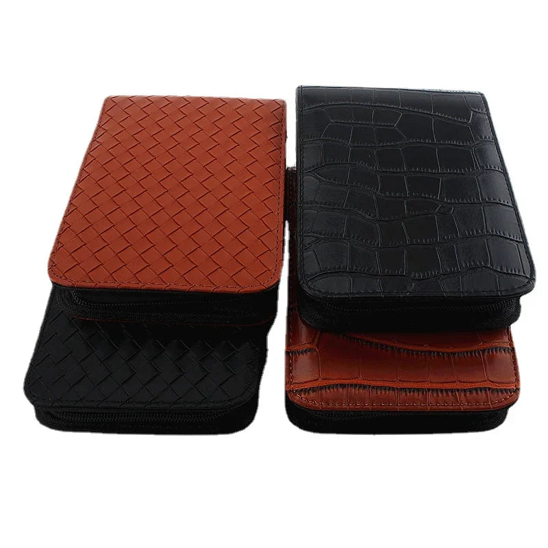 12 Slots Fountain Pen Retro Pen Pouch PU Leather Pencil Case for School Students Men Pencil Bag