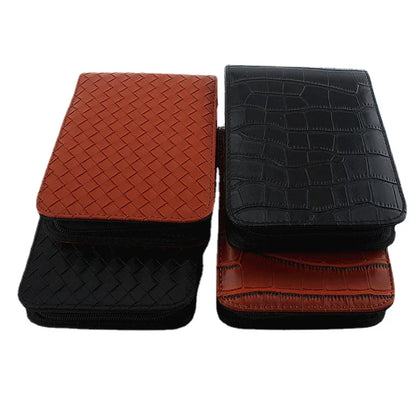 12 Slots Fountain Pen Retro Pen Pouch PU Leather Pencil Case for School Students Men Pencil Bag