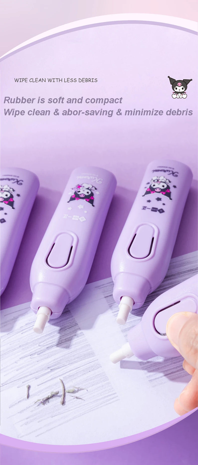 Deli Adjustable Electric Eraser for Sketch Drawing Erasing Writing with Rubber Refills Electric Rubber Pen School Pencil Eraser