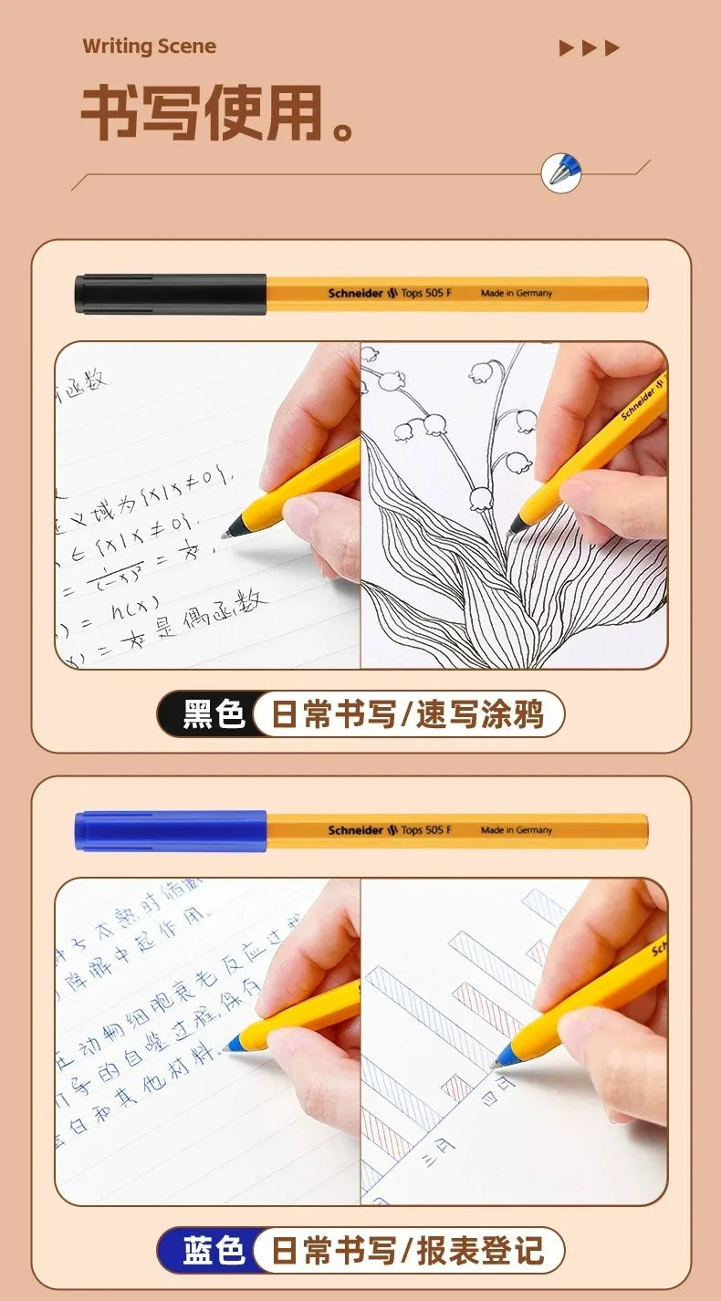 Schneider 505F Ballpoint Pen 6.5g Lightweight Rod Tricolor Fast-dry Non-stop Ink Business Signatory Pens Study Office Stationery