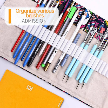 36/48/72 Hole Roll Pen Curtain Folding Pencil Case Multifunctional Pencil Bag Colored Pencil Holder Stationery School Supplies