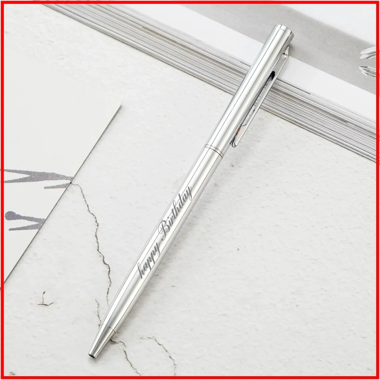 50 Pcs Metal Ballpoint Pen Rose Gold Pen Custom Logo School&office Supplies Stationery Business Gift Lettering Engraved Name