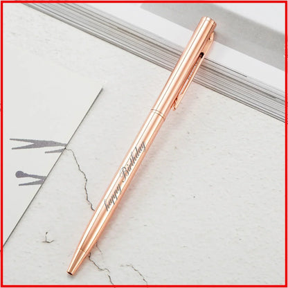 50 Pcs Metal Ballpoint Pen Rose Gold Pen Custom Logo School&office Supplies Stationery Business Gift Lettering Engraved Name
