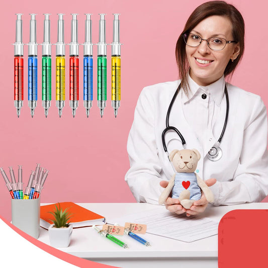 8Pcs Novelty Syringe Ballpoint Pens Cute Stationery  nurse pen  Ballpoint Pen 0.5mm Ballpen