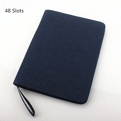 48 Slots Fountain Pen Case Pencil Case Pouch Bag Canvas Case for 10/24/ Pens Black, Blue, Gray