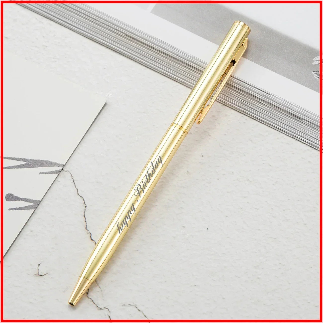 50 Pcs Metal Ballpoint Pen Rose Gold Pen Custom Logo School&office Supplies Stationery Business Gift Lettering Engraved Name