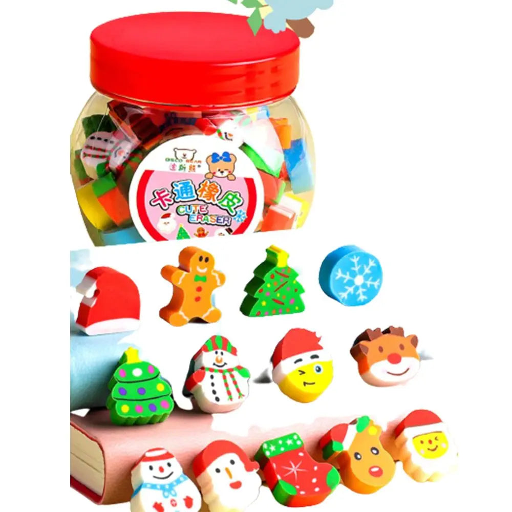 50pcs/set Cartoon Eraser Student Learning Stationery For Child Creative Gift Kids Eraser Fruit Animal Christmas Novelty Eraser