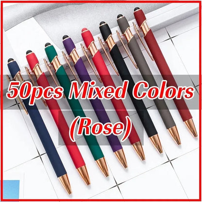 50 Pcs Metal Business Ballpoint Universal Drawing Touch Screen Stylus Pen Custom Logo School Office Supplies Free Engraved Name