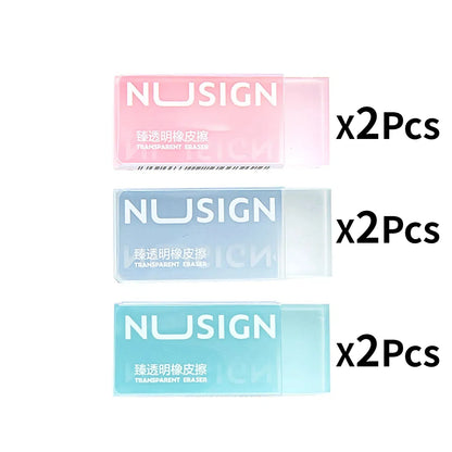 DELI Lovely Transparent Eraser for Kids Ins Simplicity Solid Color Eraser Pencil Eraser Back To School Cute Student Supplies