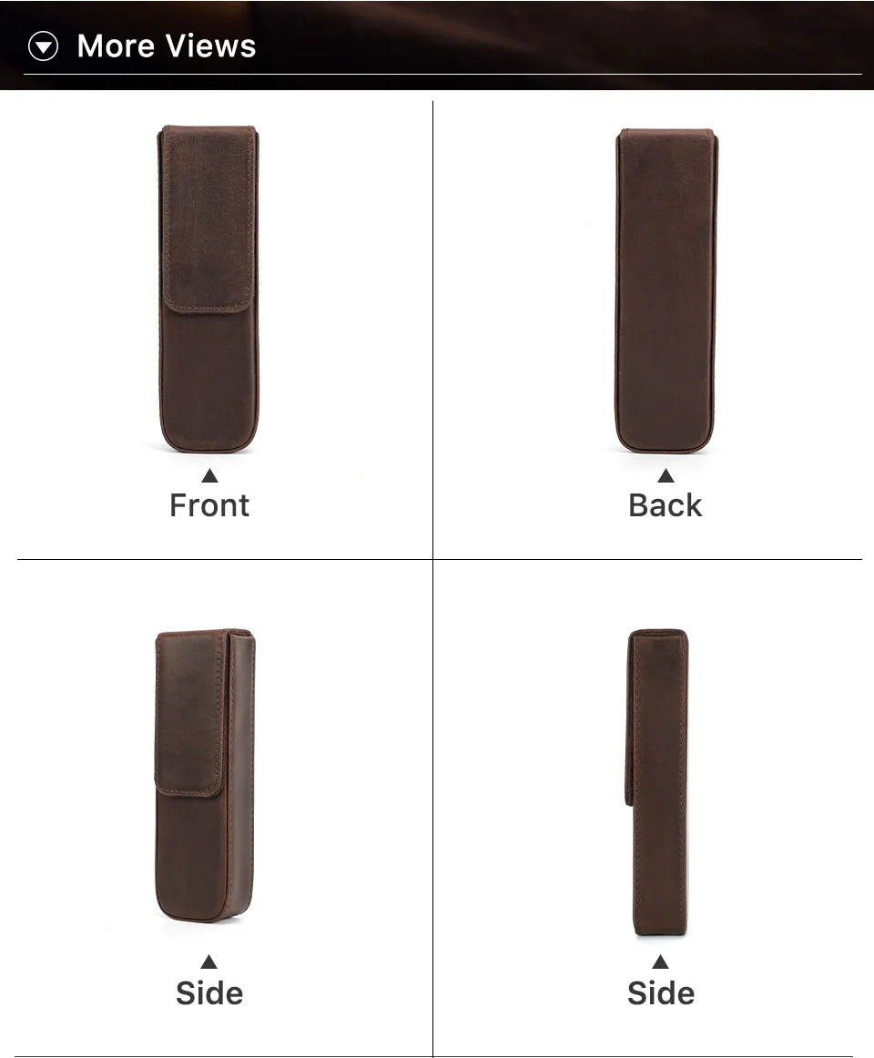 CONTACT'S FAMILY Leather 2 Slots Pen Case Magnetic buckle With Removable Pen Tray Holder Pencil Case Box Office School Pouch