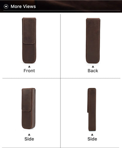 CONTACT'S FAMILY Leather 2 Slots Pen Case Magnetic buckle With Removable Pen Tray Holder Pencil Case Box Office School Pouch