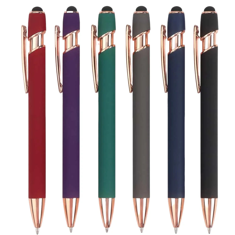 5-10 Pack 2-in-1 Stylus Pen, Retractable Ballpoint Pen w/ Stylus Tip for Touch Screen, Metal, 1.0mm Black Ink