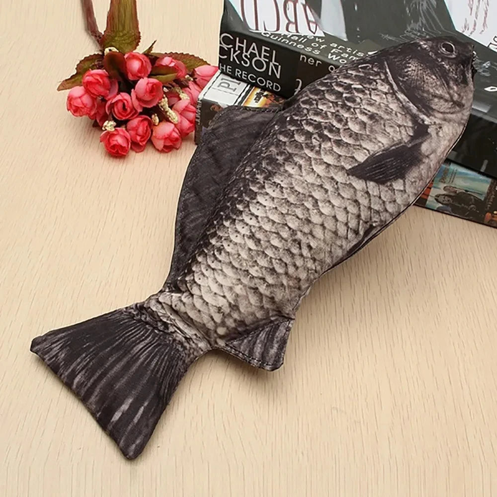 Carp Pen Bag Realistic Fish Shape Pencil Bag Stationery Bag Make-up Pouch With Zipper Back To School Pencil Pouch Pen Bag