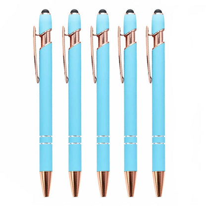 5-10 Pack 2-in-1 Stylus Pen, Retractable Ballpoint Pen w/ Stylus Tip for Touch Screen, Metal, 1.0mm Black Ink