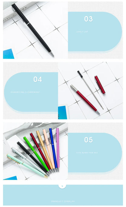 50 Pcs Metal Ballpoint Pen Rose Gold Pen Custom Logo School&office Supplies Stationery Business Gift Lettering Engraved Name