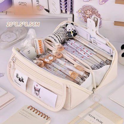Sparkling Prismatic Pencil Case Large Capacity Cute School Supplies Multi-Compartment Organizer‌