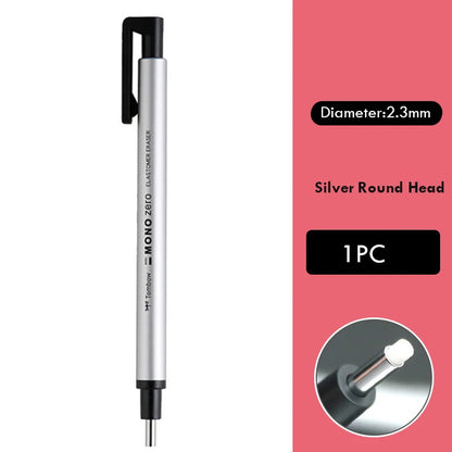 Tombow Precision Refillable Eraser Pen for Artists Japanese Metal Tip 50mm Hard Eraser Core Anti-Break 0.7mm Fixed Lead Supplies