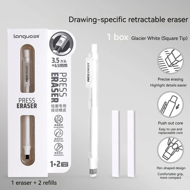 Push-Type Pencil Eraser For Manga Design Drawing Highlight Modeling Writing Painting Press Erasers Kids School Stationery Gifts