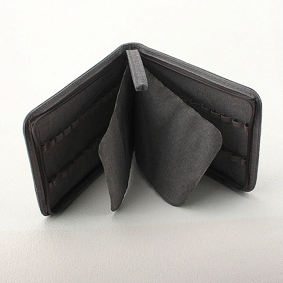 48 Slots Fountain Pen Case Pencil Case Pouch Bag Canvas Case for 10/24/ Pens Black, Blue, Gray