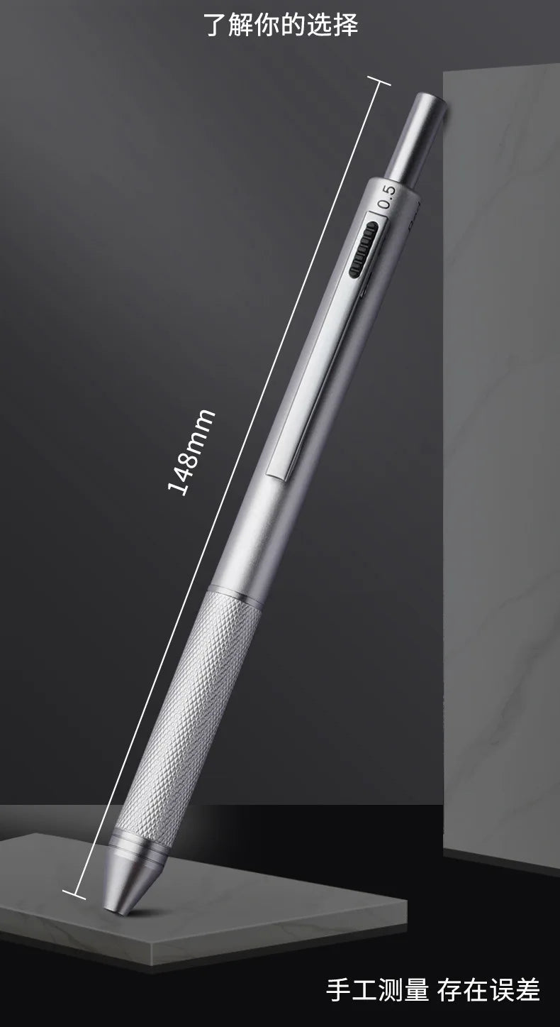 4 In 1 Multifunction Luxury Pen, 0.7mm 3 Color Ballpoint 0.5mm Mechanical Pencil, Gravity Sensor Metal Retractable Pens Długopis