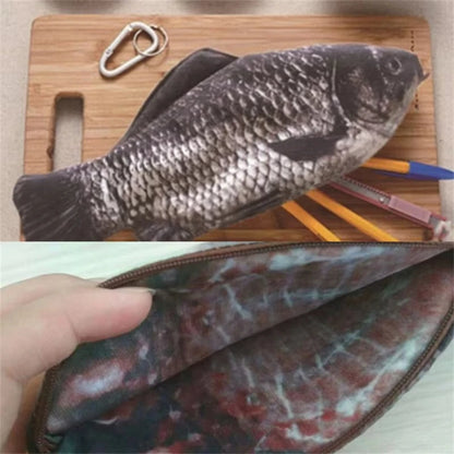 Carp Pen Bag Realistic Fish Shape Pencil Bag Stationery Bag Make-up Pouch With Zipper Back To School Pencil Pouch Pen Bag