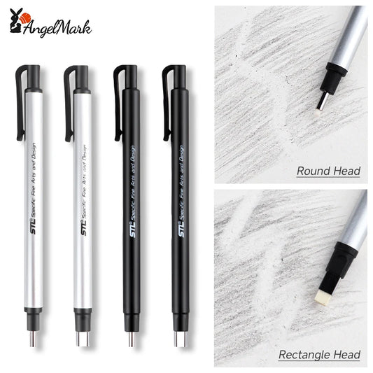 AngelMark Eraser Mechanical Rubber Refillable Pen Press Type Sketching Drawing Correction Painting Erasers Art Supplies