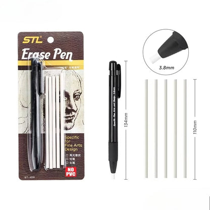 Eraser Pen Mechanical Rubber Refillable Pen Sketch Drawing Press Retractable Pencil Correction Highlight Rubber Art Supplies